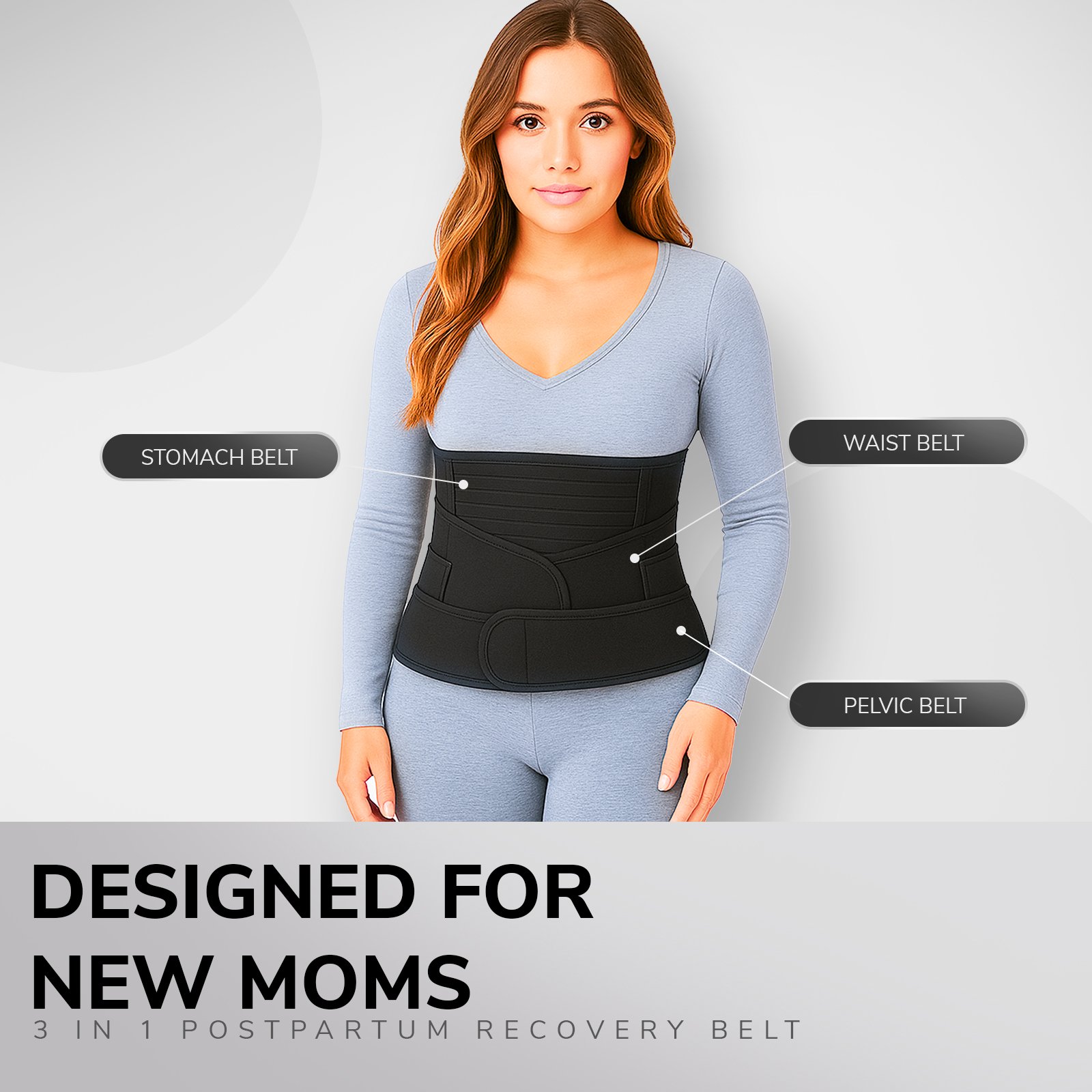 arunavi 3 in 1 postpartum recovery belt for women – c section & normal delivery support | adjustable stomach, waist & pelvic binder | tummy control belly wrap (black, s–xl)
