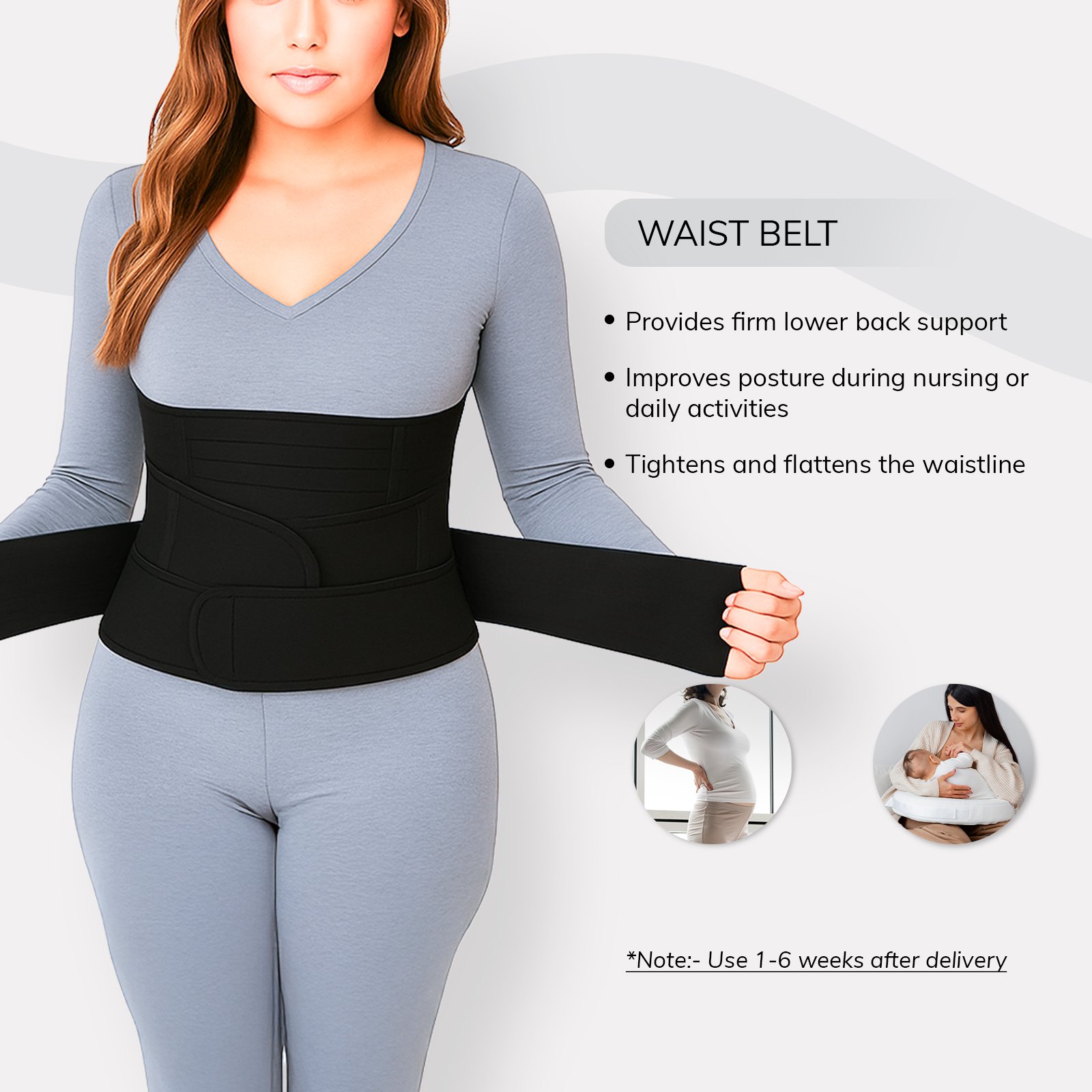 arunavi 3 in 1 postpartum recovery belt for women – c section & normal delivery support | adjustable stomach, waist & pelvic binder | tummy control belly wrap (black, s–xl)