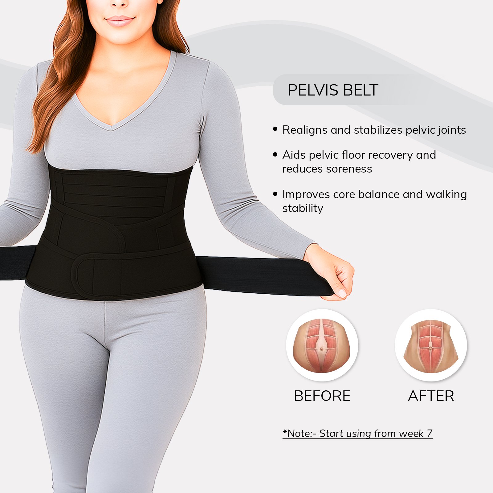 arunavi 3 in 1 postpartum recovery belt for women – c section & normal delivery support | adjustable stomach, waist & pelvic binder | tummy control belly wrap (black, s–xl)