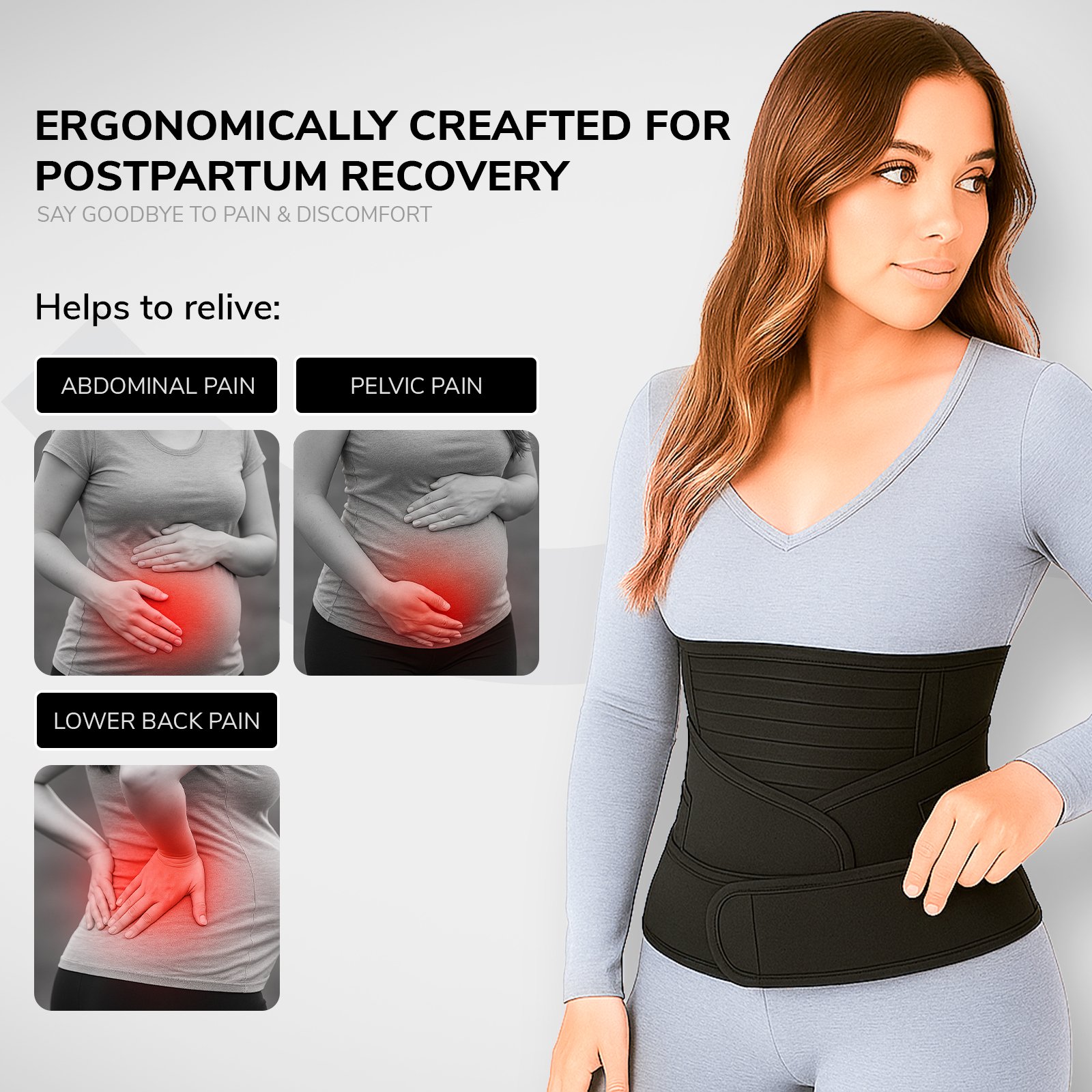 arunavi 3 in 1 postpartum recovery belt for women – c section & normal delivery support | adjustable stomach, waist & pelvic binder | tummy control belly wrap (black, s–xl)