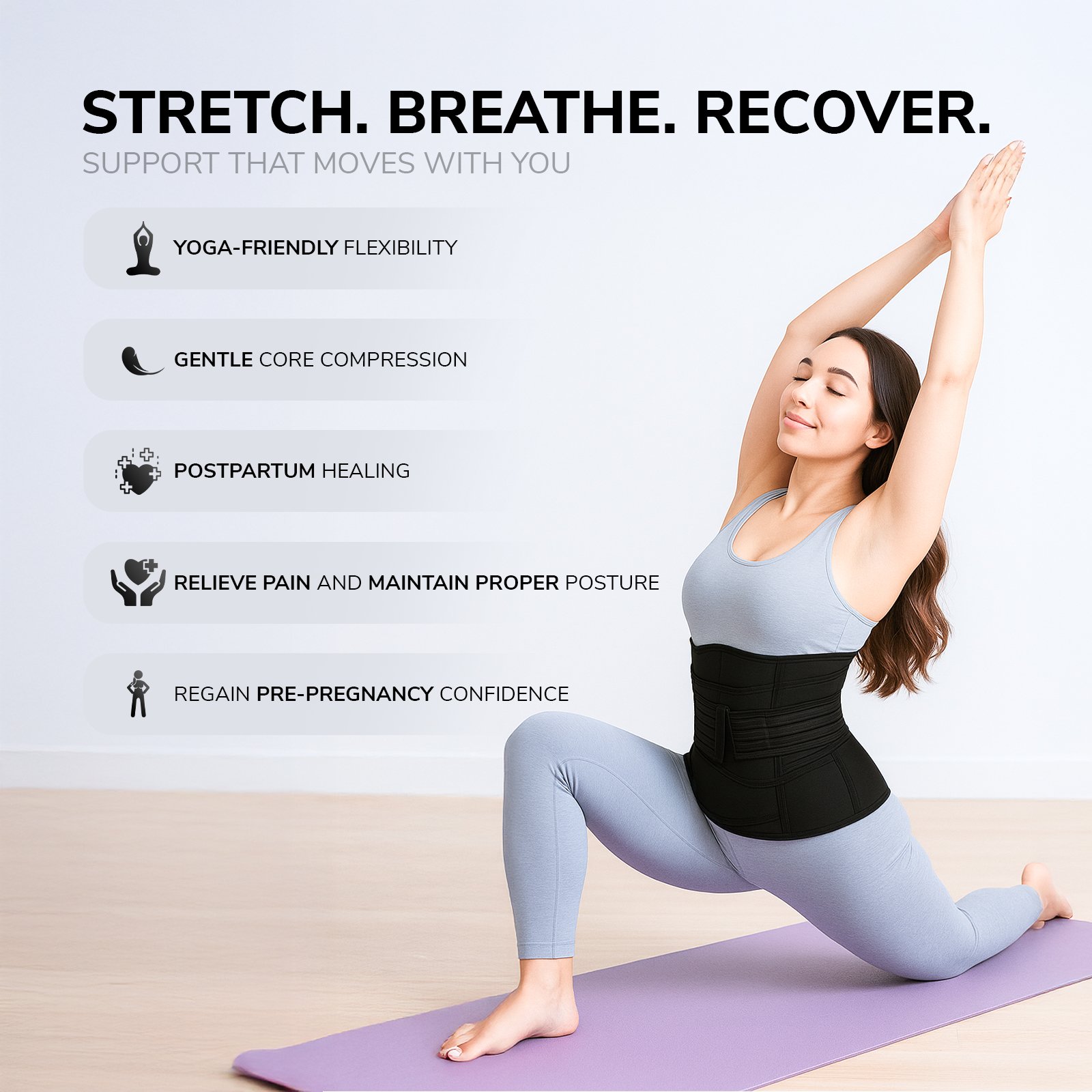 arunavi 3 in 1 postpartum recovery belt for women – c section & normal delivery support | adjustable stomach, waist & pelvic binder | tummy control belly wrap (black, s–xl)