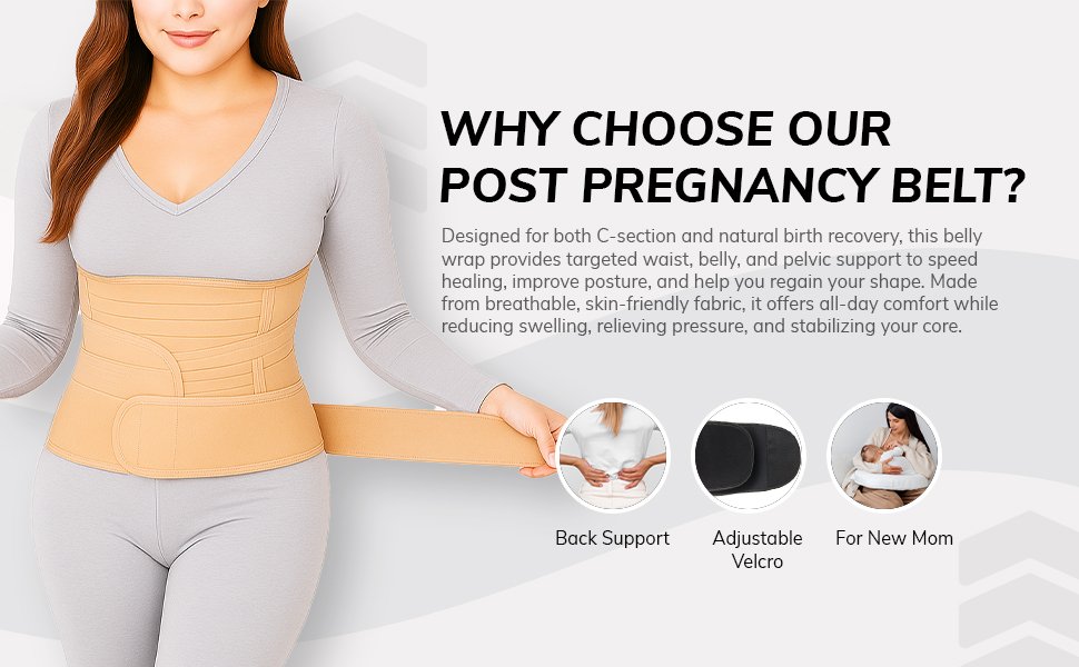 ARUNAVI 3-in-1 Postpartum Belt (Beige) Breathable Postpartum Recovery Belt